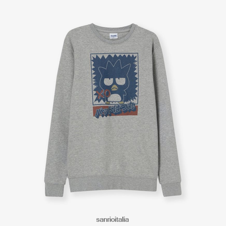 Sanrio vestiario Felpa grigia Bad Badtz-Maru con grafica giapponese in cotone organico premium 0HF60J12